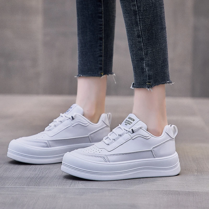 

Women's Sneakers 2021 Spring Summer New Versatile Sports Casual White Beige Shoes Ins Fashion Shoes Thick Bottom Big Head Shoes