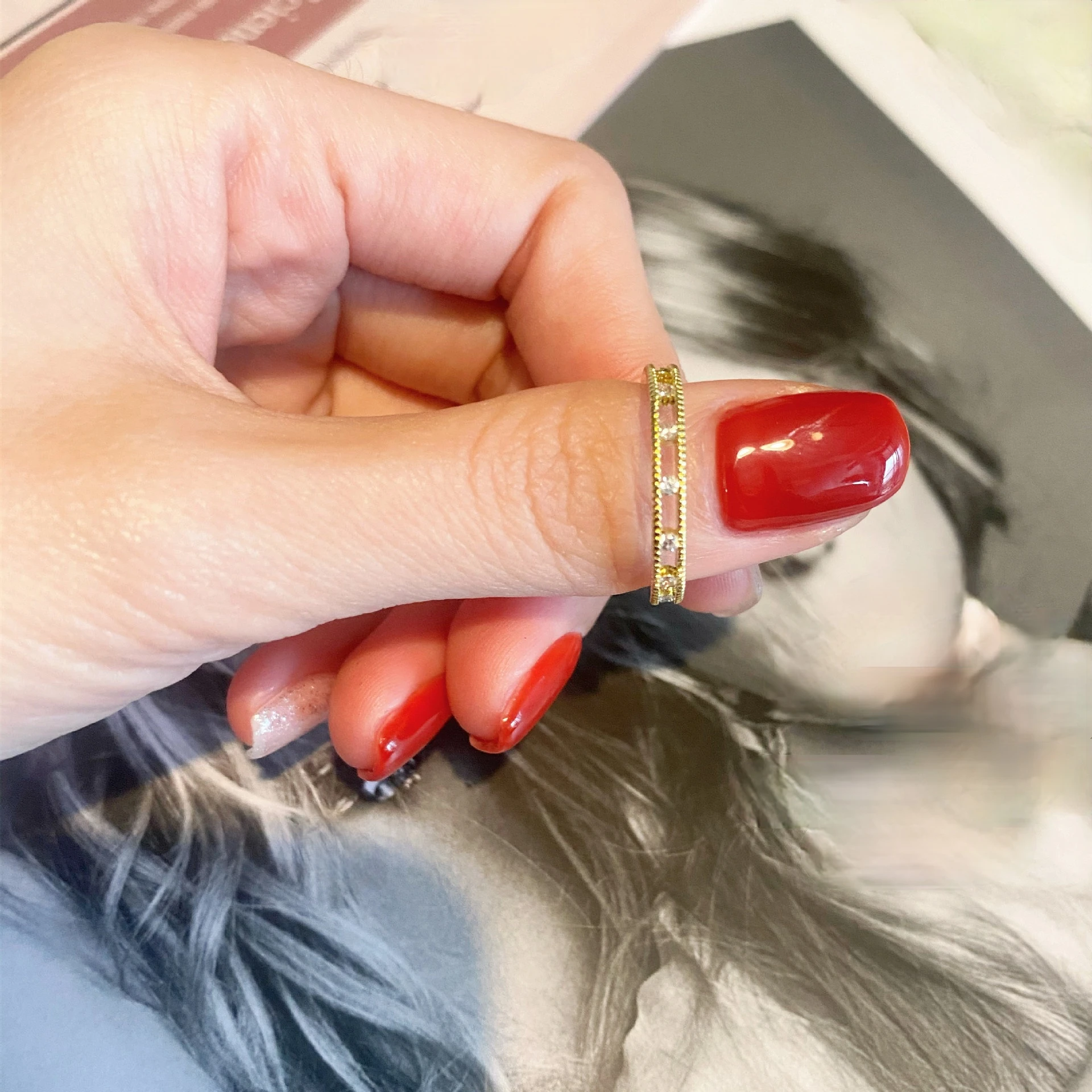 

Simple Micro Crystal Rings Female Opening Cool Fashion Retro Rings for Women Wedding Jewelry Best Gift