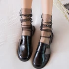 Блестящие прозрачные кружевные носки из тюля, женские тонкие длинные носки