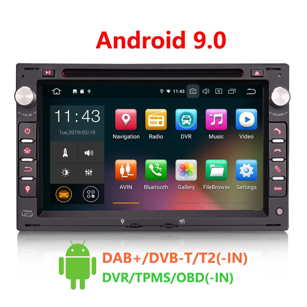 Erisin 4886 7 &quotAndroid 9 0 автомобильный мультимедийный плеер Навигация DVD GPS