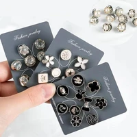 10pcsset metal brooch sexy women clothes hidden button fastener nail catcher pearl decorated small pin buckle button accessory