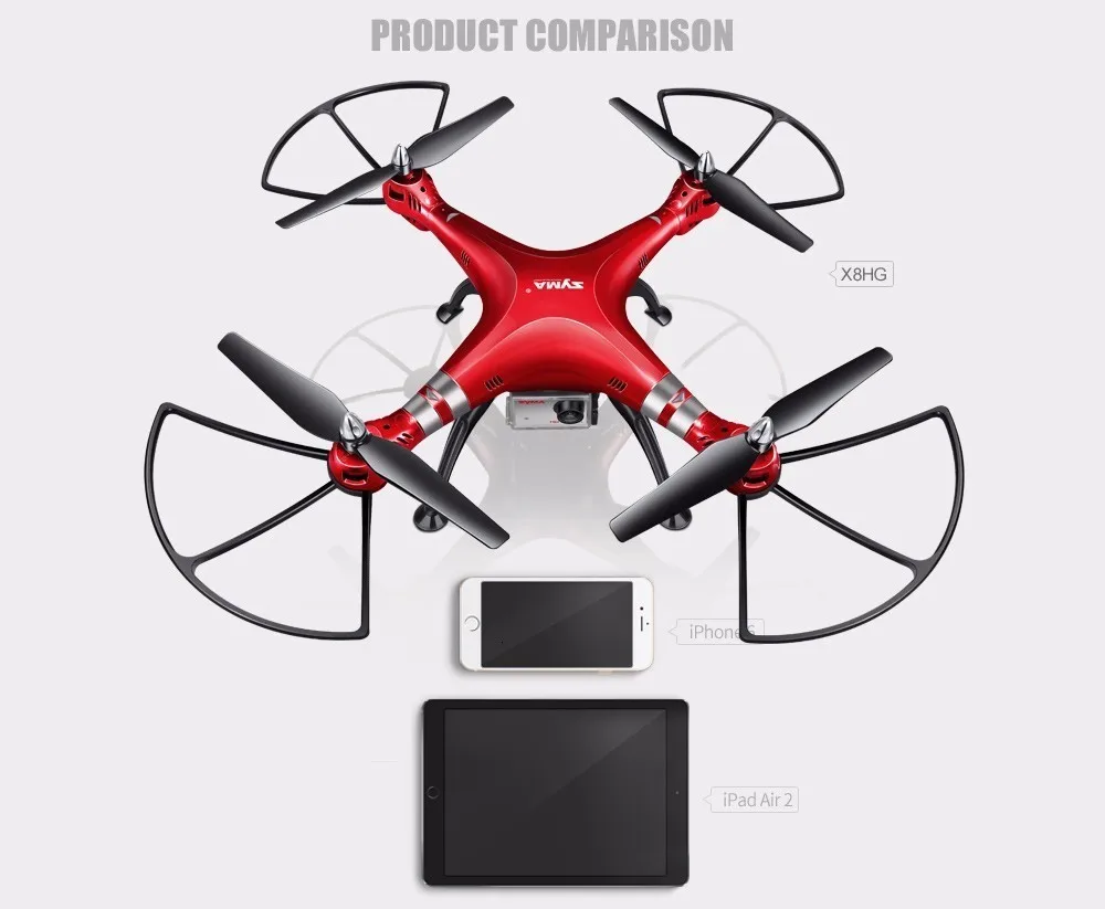 SYMA Профессиональный Бла(беспилотный летательный аппарат X8HG(X8G апгрейд) 2,4G 4CH 6-осевой гироскоп вертолет Quadcopter Drone 1080P 8MP HD Камера красного цвета