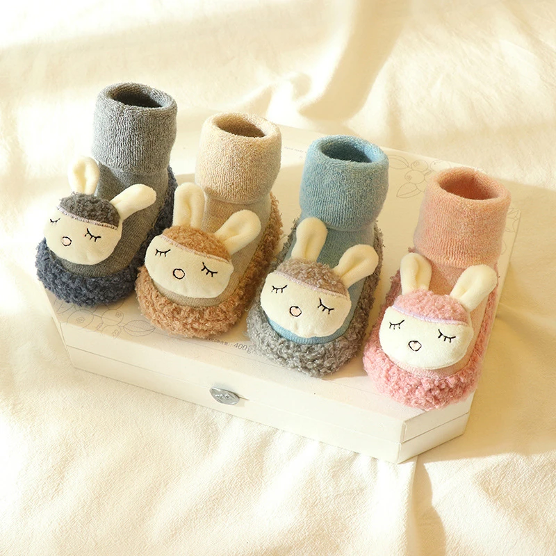 

Baby Toddler Shoes And Socks Soft Sole Baby Floor Socks Cartoon Step Shoes For Boys And Girls Thicken Non-slip Tube Socks