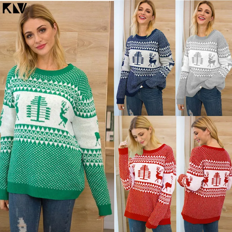 Женский зимний свитер с длинным рукавом некрасивый вязаный пуловер рисунком