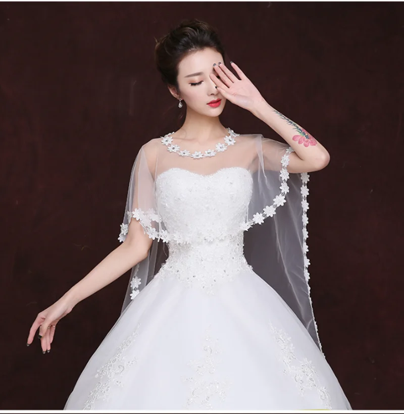 Свадебная накидка белое длинное свадебное платье-болеро платье невесты