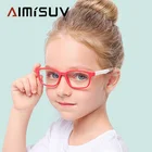 Очки AIMISUV 2022 с сисветильник, Детские компьютерные очки с блокировкой, Детские прозрачные очки для девочек, мягкая силиконовая оправа TR90, UV400