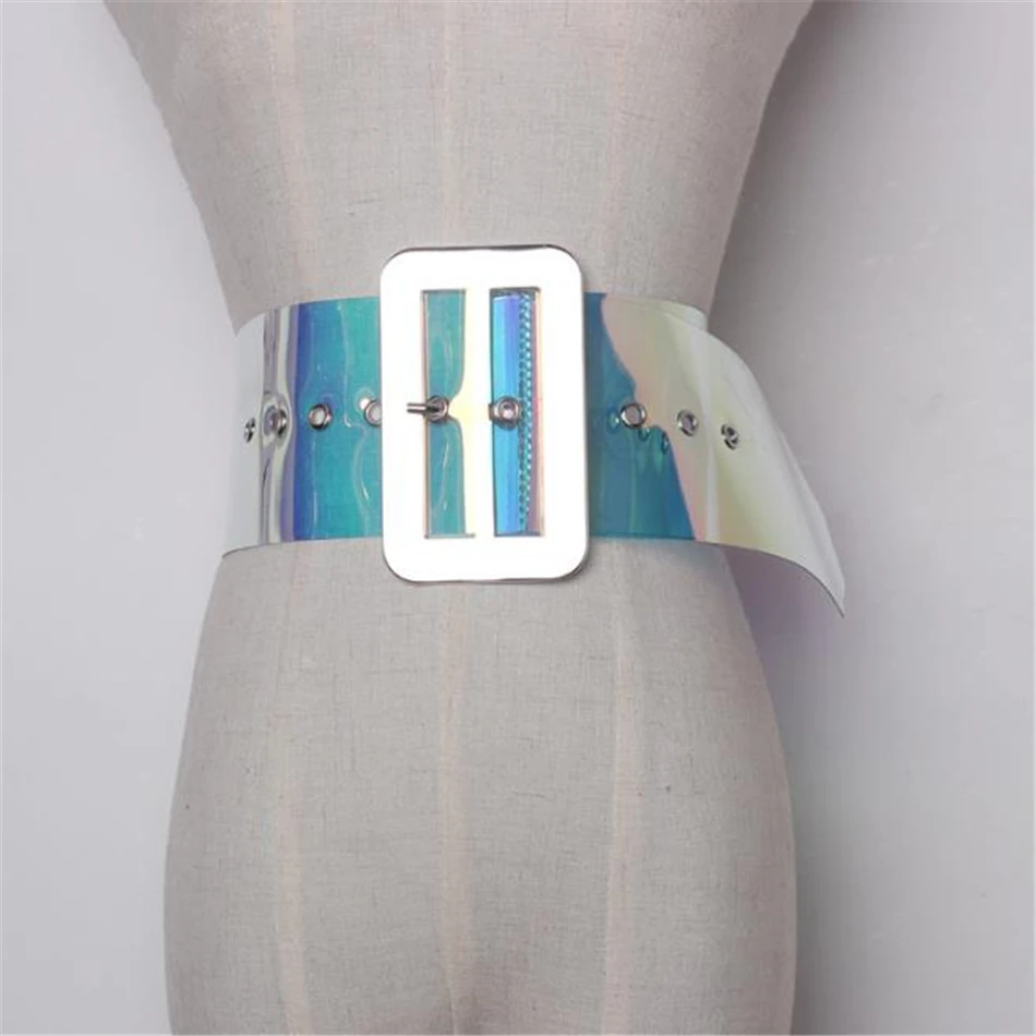 Широкие прозрачные ремни RAINIE SEAN с большой металлической пряжкой из ПВХ яркие