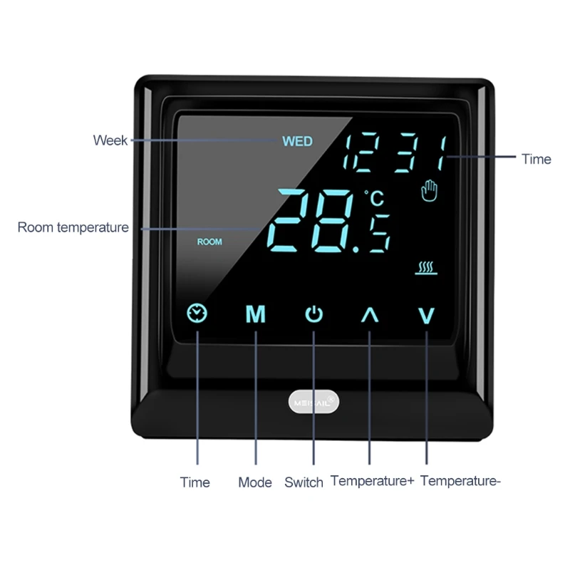 

16A Wifi Smart Thermostat Digital Temperature Controller LCD Display Touch Screen for Wall Hanging Furnace Steam Room