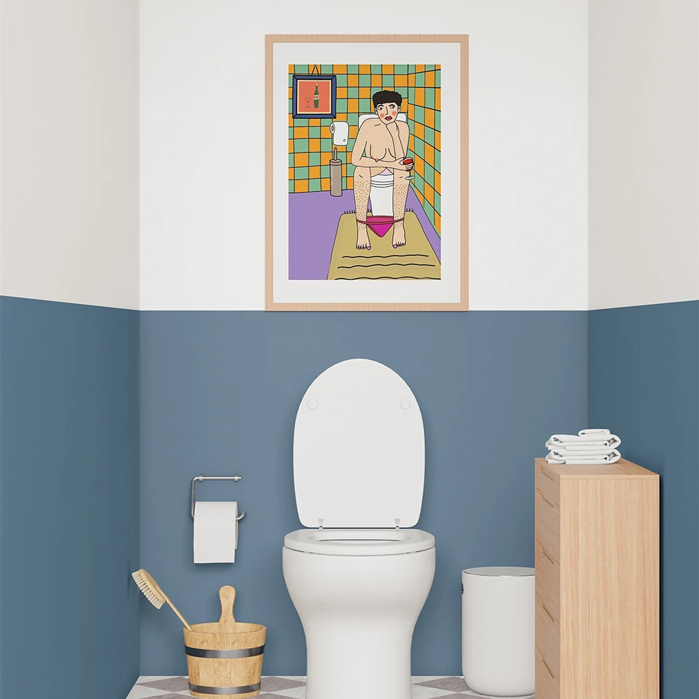 Девушка соски Бохо ванная комната иллюстрация плакаты абстрактная