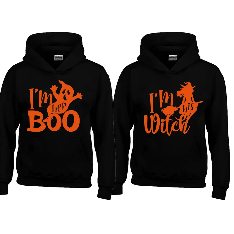 

Halloween Couple Hooded outfit Funny print Sweatshirts Men Woman Hip Hop Pullovers Couple Plus Size Streetwear Casual Pullovers