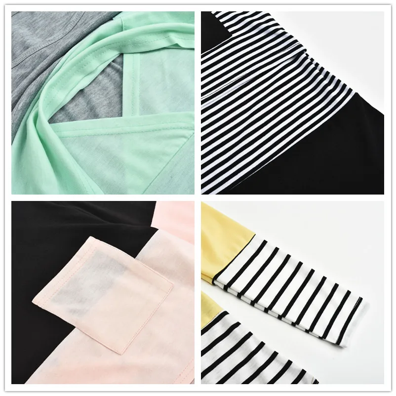 

Lunoakvo Women Breastfeeding Nursing Tops Long Sleeve T Shirts O-neck Maternity Tops Blouse Pregnancy Striped Clothes