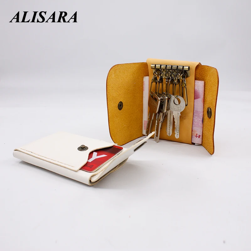 

Оригинальный кожаный многофункциональный чехол-кошелек для ключей с дистанционным управлением, чехол для ключей с кольцом, держатель для к...