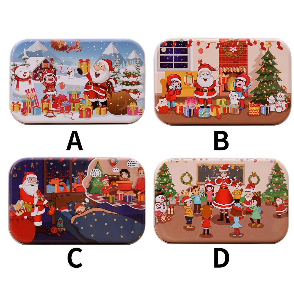 

Educational Toy Christmas With Box DIY Wooden Jigsaw Gift Early Childhood Children Learning Double Side Fun Developmental