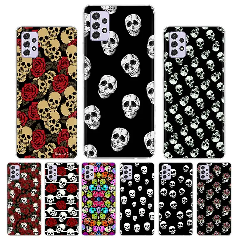 

Flower Skull Case Funda For Samsung Galaxy A52 A51 A50 A71 A72 A70 A12 A22 A31 A32 A21S A30 A40 A41 A42 A11 Cover Coque