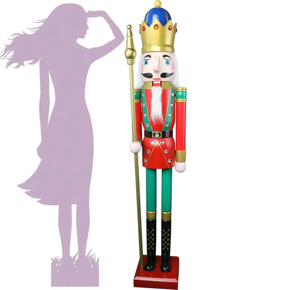 CDL 5feet/150cm/5ft/5foot Life sized large/Giant Red and Green Christmas Wooden Nutcracker King & Soldier Ornament Doll K18