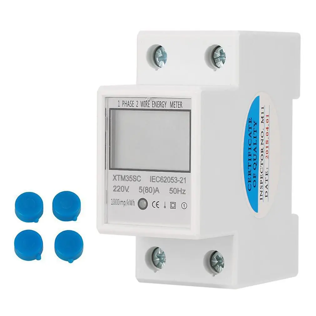 

2021 NEW DDM15SC Electric KWh Meter Single Phase Two Wire Din Rail Electric Energy Meter Kilowatt Hour KWH Meter LCD Display