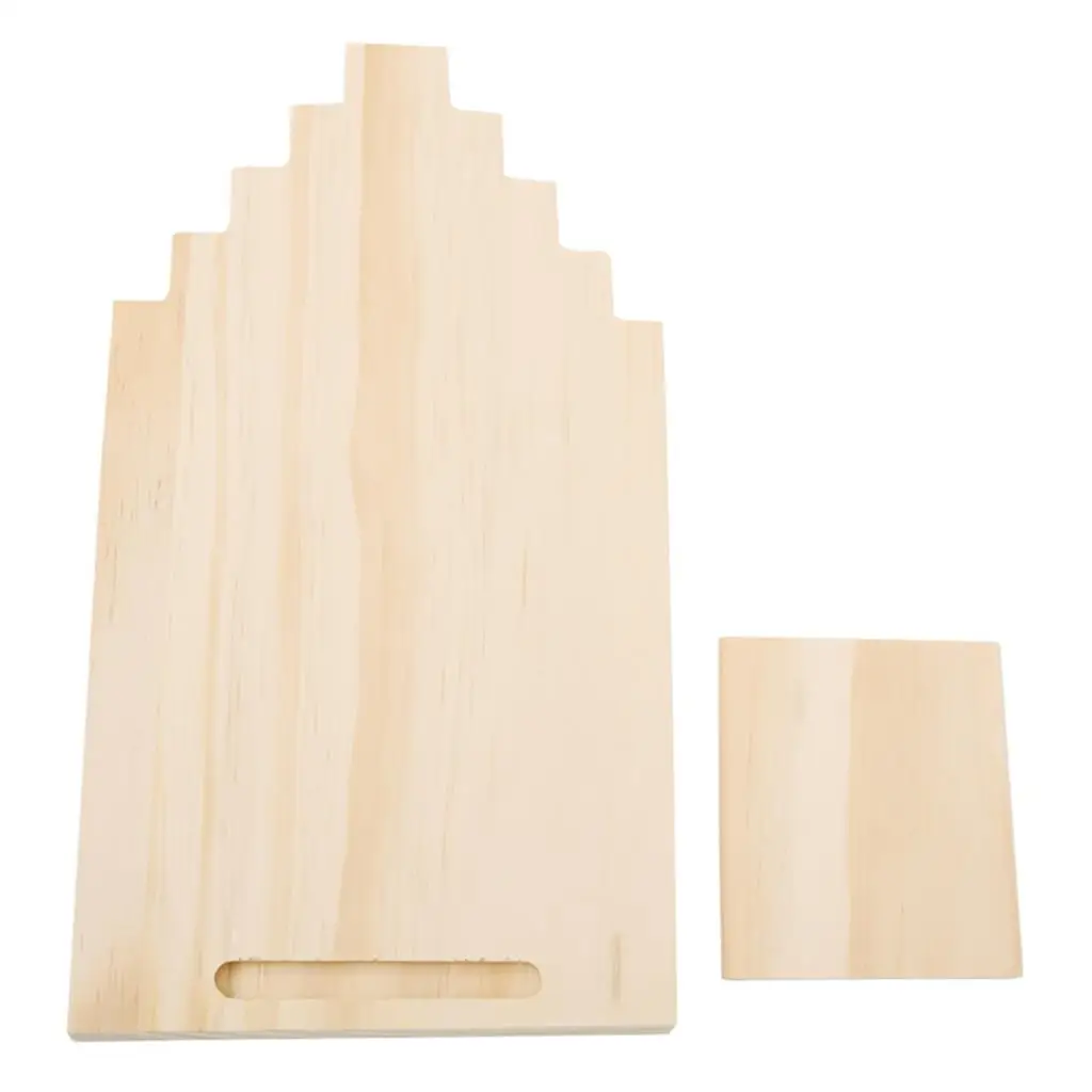 

Chic Unpainted Solid Wood Board Jewelry Holder Pendant Necklace Display Stand Organizer Rack