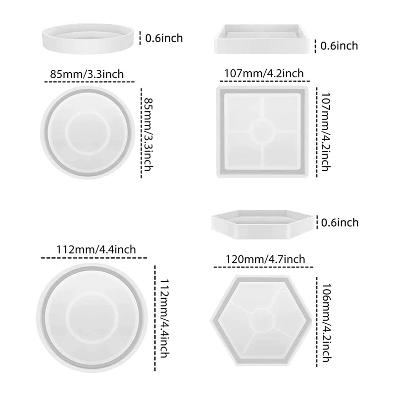 

Resin Coaster Silicone Mold Casting Kit, Square Hexagon Round Hexagon for DIY Handmade