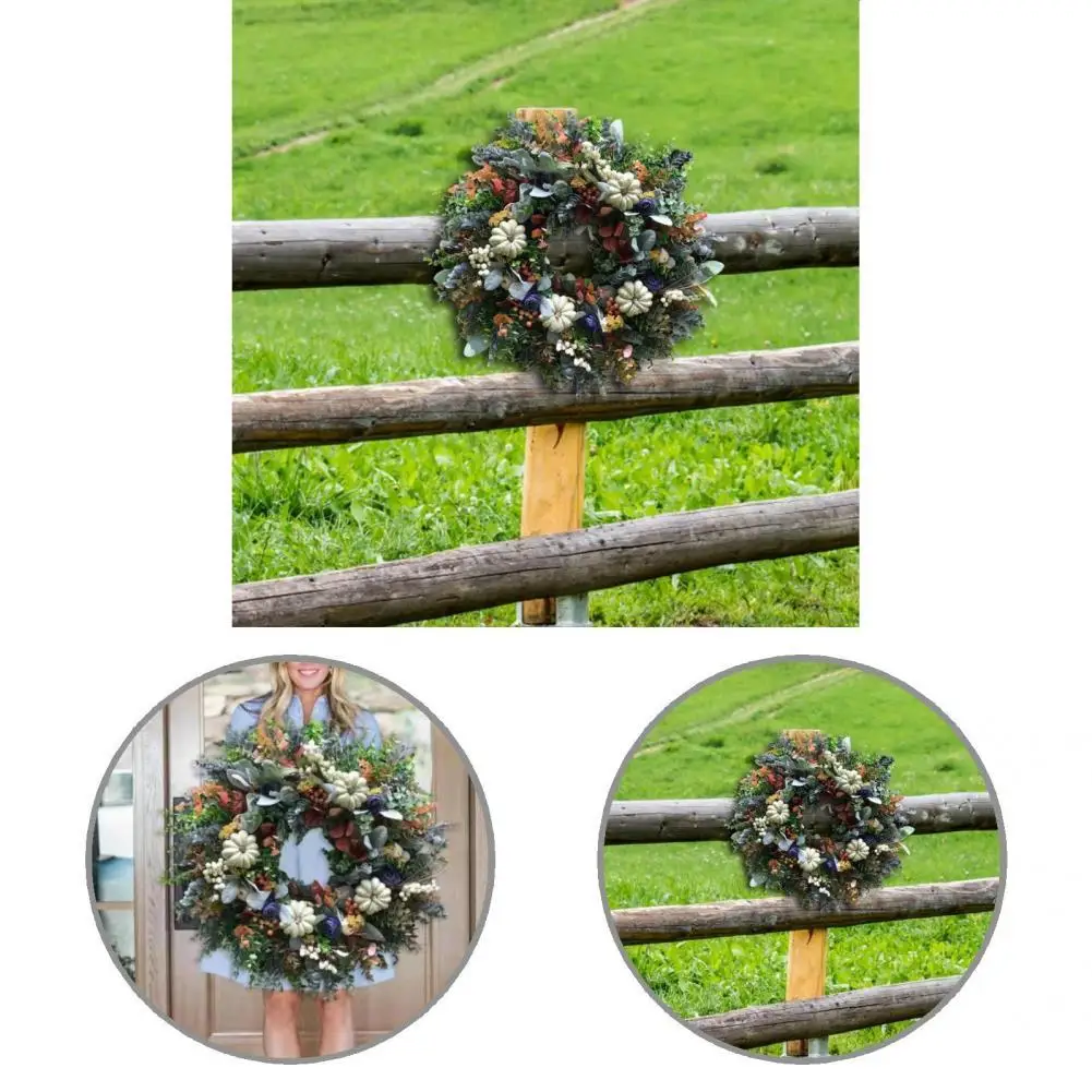 

Hot Sale Lightweight Excellent Artificial Flower Door Wreath Christmas Supplies Portable Pumpkin Wreath Vibrant Color for Home