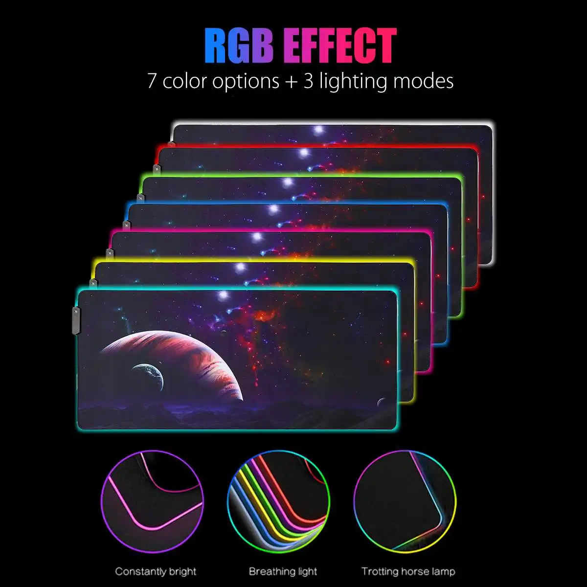 Игровой коврик для мыши RGB геймерский Большой светящийся светодиодный