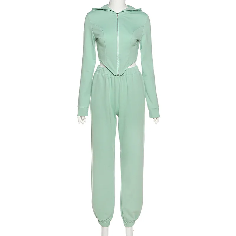 

New Autumn Sports Set Solid Zipper Loose Running Suits Sports 2 Pieces Set Long Sleeve Tops Women Pants Fitness Gym Workout Suit