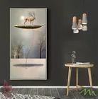 Холст в современном стиле, постер на холсте с золотой лодкой, абстрактная живопись, настенные картины для гостиной с вешалкой 6-15