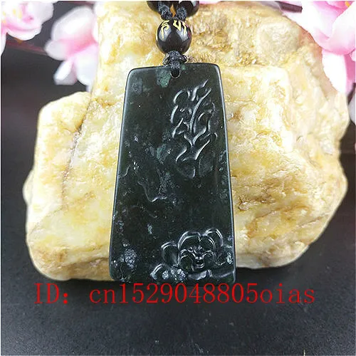 Сертифицированный китайский натуральный черный зеленый нефрит Феникс ожерелье