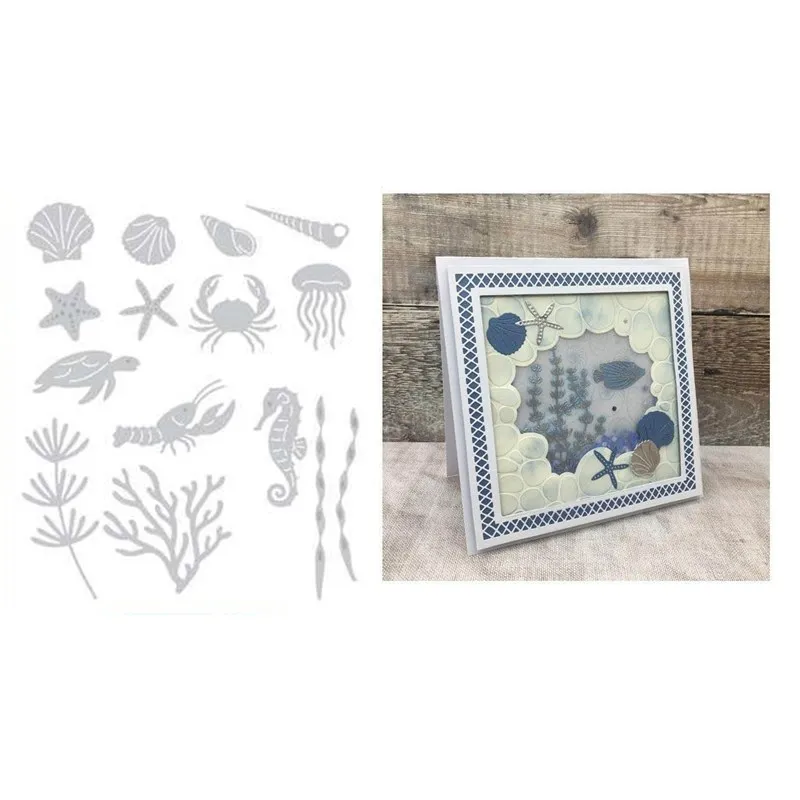 

New 2020 Layering Metal Cutting Dies and Scrapbooking For Paper Making Seahorse and Crab Embossing Frame Card Craft