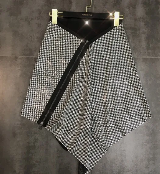 only skirt Новинка года, весенне-летняя футболка с короткими рукавами и кисточками с цепочкой для воды+ модная юбка на молнии модные костюмы с юбкой из 2 предметов - Цвет: only skirt