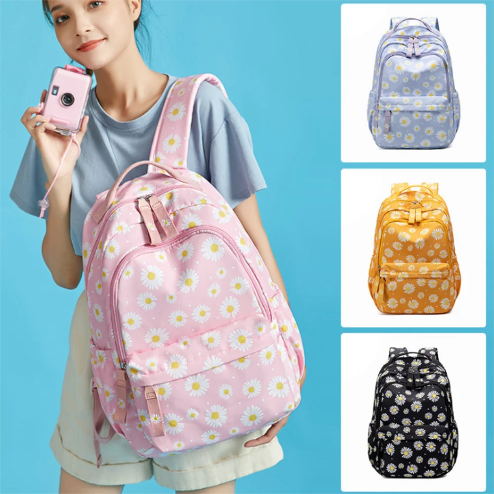 

New Large schoolbag Student School Backpack Flower Printed Waterproof Bagpack Book Bags For Teenage Girls Kids-bag