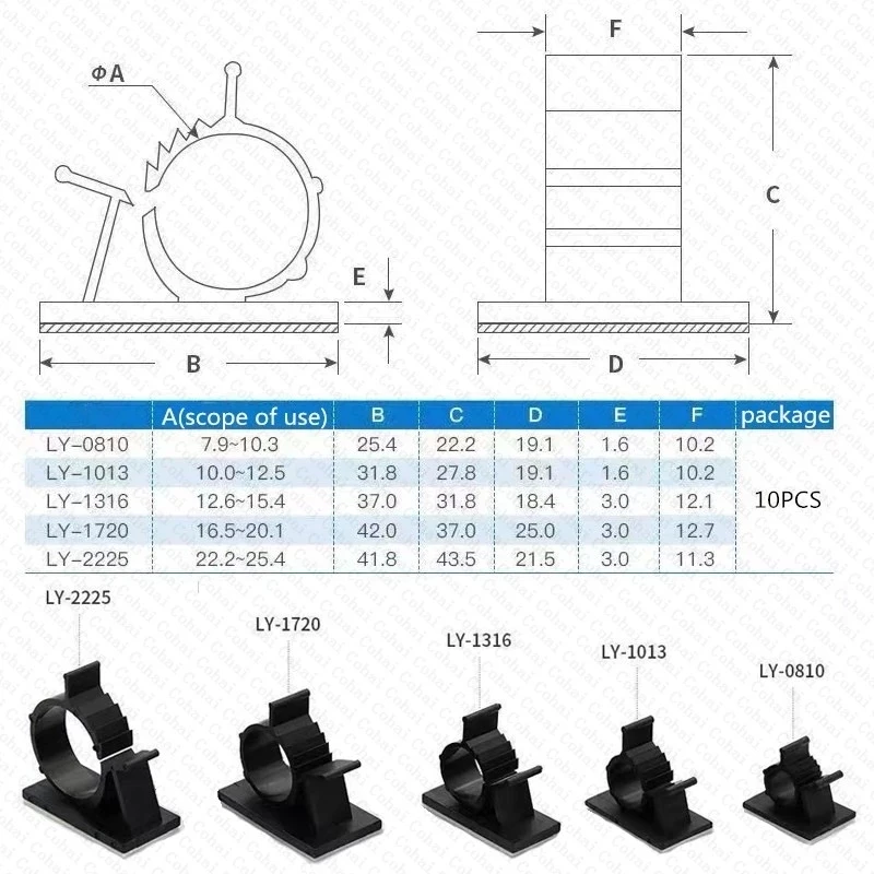 10PCS Self-adhesive Cable Organizer Clips Adjustable Desk Wire Tie Fixed Clamp Line USB Management Holder Home office Car | Электроника