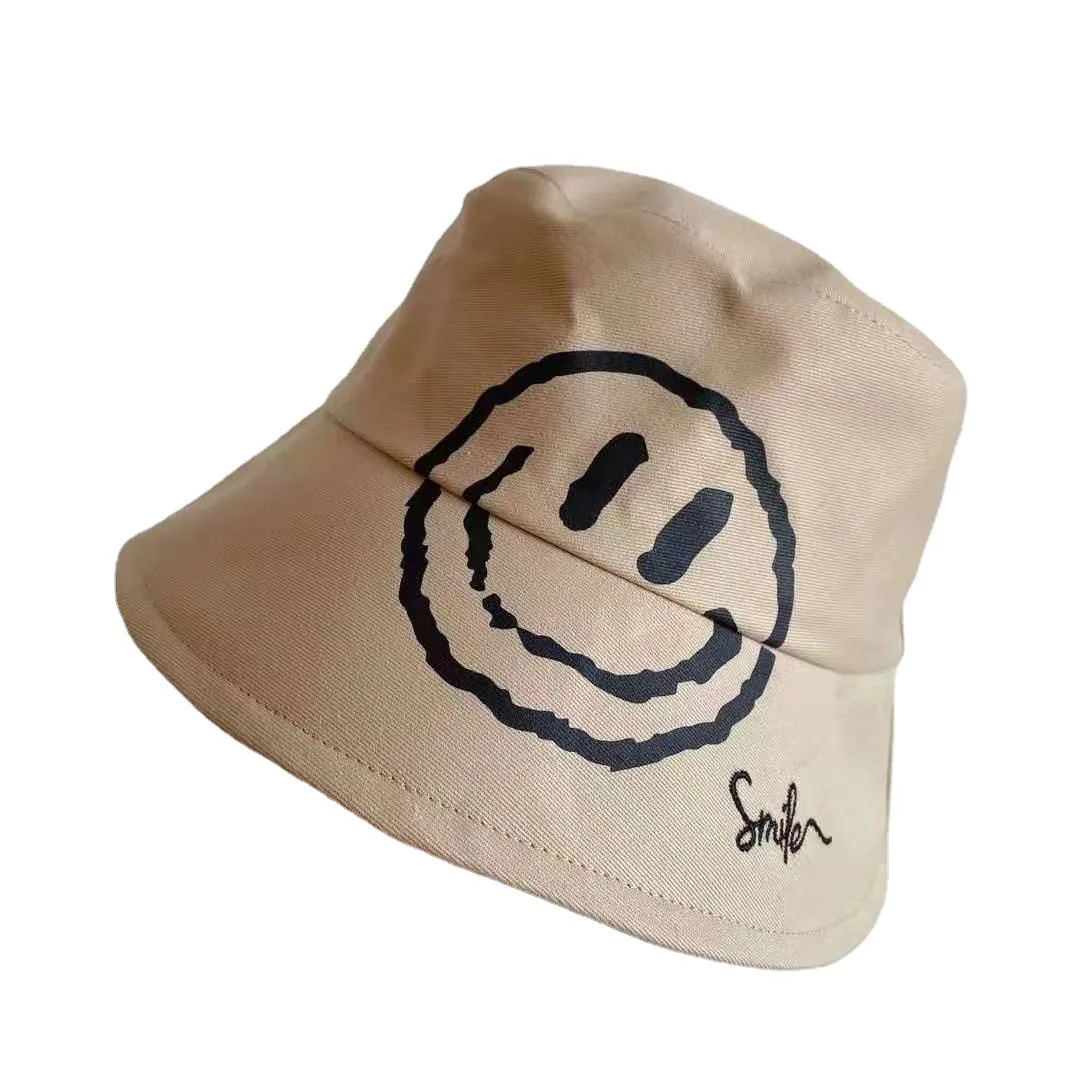 

Men's Panama Hat 2021 Fashion Cute Spring Summer Casual Print Smiling Face Fisherman Hat Beach Women's Luxury Bucket Hat
