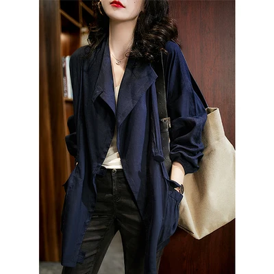 

hanLapel lapel linen tooling wind casual thin waist thin windbreaker jacket