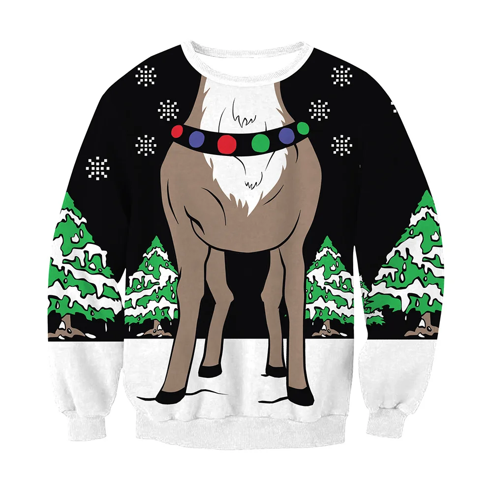 

Unisex Adult Costume for Christmas Digital Printed O-neck Long Sleeves T-shirt for Theme Party or Daily Dressing