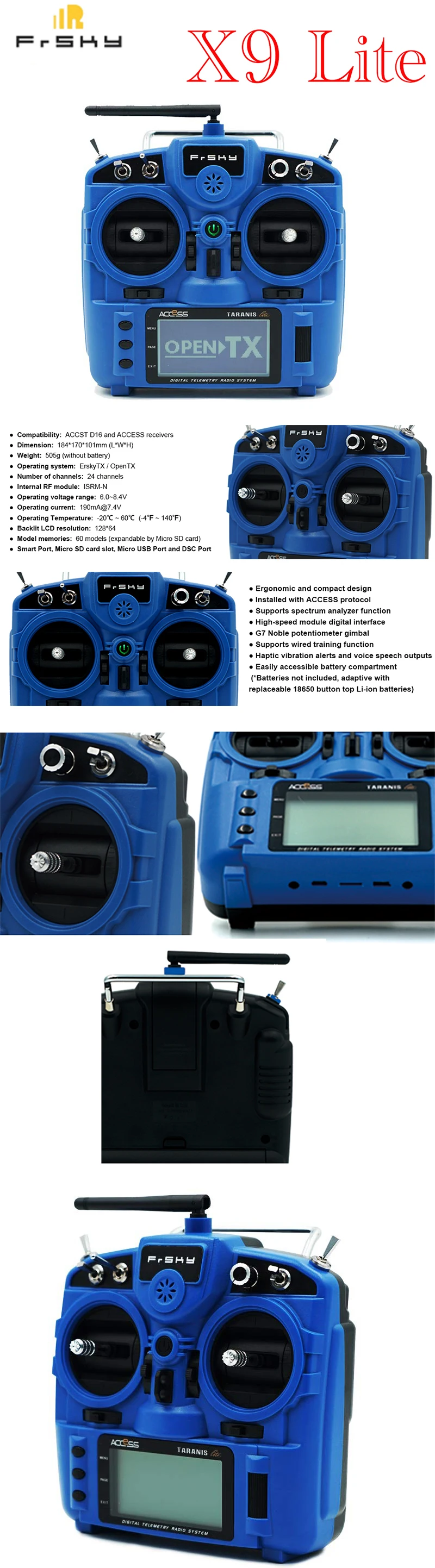 FrSky taranis X9 Lite 2,4 ГГц 24CH форм-фактор портативный передатчик для радиоуправляемого дрона/фиксированного крыла/мультикоптеров RC игрушки дистанционного управления