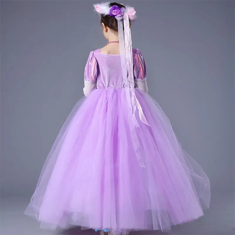 

Girls Princess Dresses Purple Long Party Dress Cosplay Costume for Girl Halloween Carnival kid Ball Gown Child Clothing 4-10Y