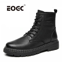 quality natural leather boots men outdoor plus size autumn winter shoes men comfort rubber sole ankle snow boots shoes