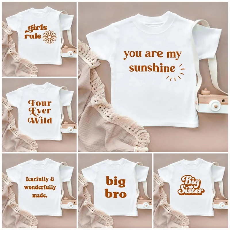 

You are My Sunshine Letters Toddler Tee Little Sister Shirt Little Brother Big Bro/Sis Pregnancy Reveal Children Fashion Tshirt