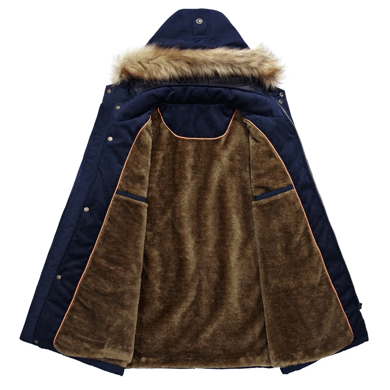 Men Parka Brand 2021 Winter New Fur Collar Hooded Jacket Men Coat Military Windproof Multi-Pocket Outdoor Casual Men's Jackets