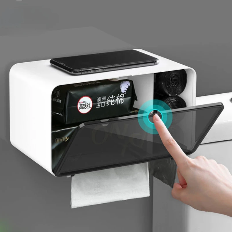 

Toilet Punch-free Tissue Box Wall Hanging Magnetic Storage Rack Toilet Paper Holder Storage Drawe