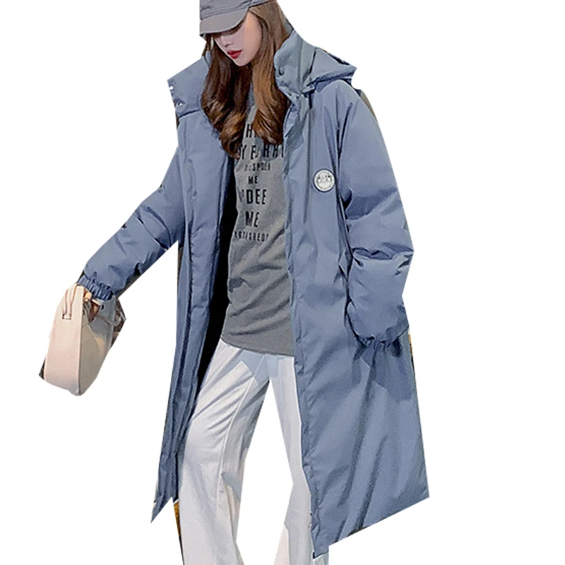 

2021 Winter New Cotton Padded Long Parka Women Korean Style Loose Cotton-Padded Jacket College Plus Size Padded Warm Coat