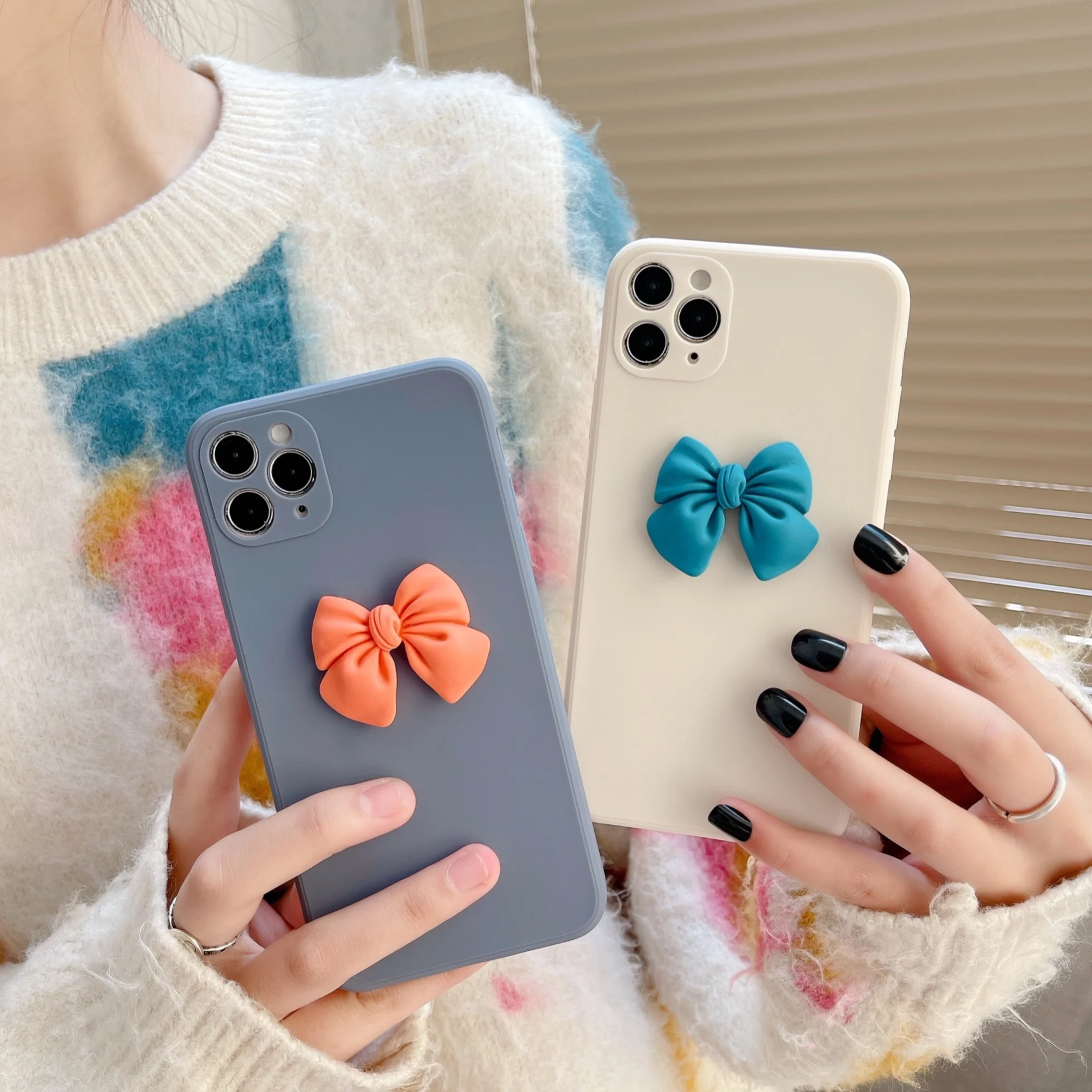 

Princess Bowknot Soft Phone case For iPhone 11 12 Pro Max 8 7 6 6s Plus Xr XsMax X Xs 2020 12 Pure Color Soft Back Cover