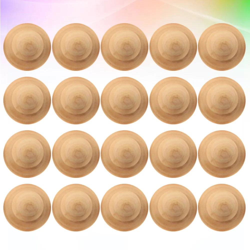 

20 Pcs DIY Unfinished Toys Portable Wooden Round Cone Bread Shape DIY Educational Graffiti Painting Craft Toys Desktop Ornam