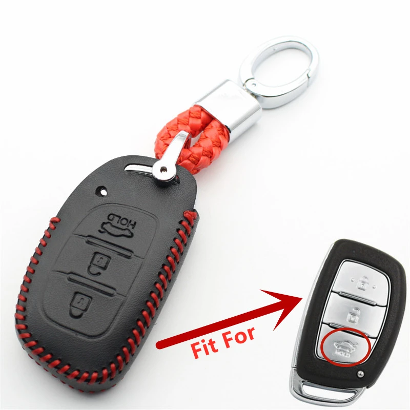 Чехол FLYBETTER для смарт-ключей Hyundai IX35/Verna/Elantra/Tucson/Ioniq L217 из натуральной кожи с 3