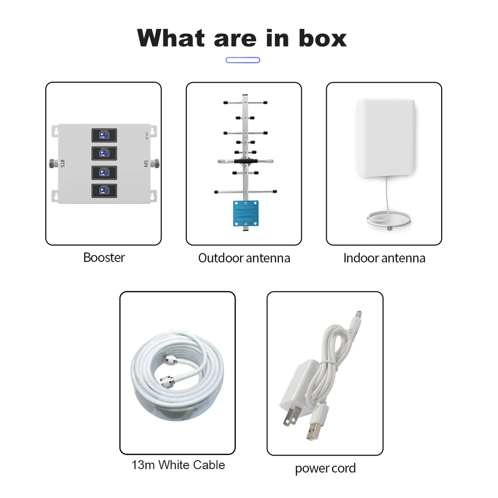 

GOBOOST Cellular Amplifier LTE 800 2600 Signal Booster GSM 900 3G 1800 UMTS 2100 Repeater 3G 4G 70dB Network Amplifier Full Kit