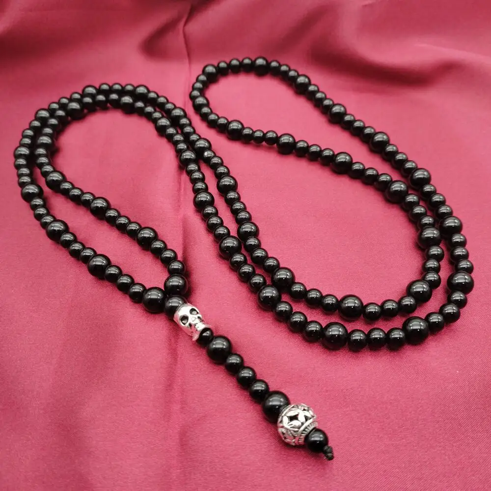 

Ожерелье с подвеской в виде черепа из натурального полудрагоценного камня обсидиана для женщин и мужчин