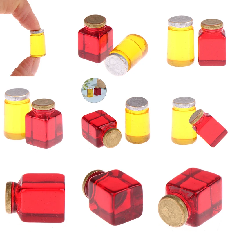 

2Pcs Cute Simulation Food Fruit Strawberry Jam Honey Sauce Bottle Play Mini Food For Dollhouse Kitchen Toys Dollhouse Miniature