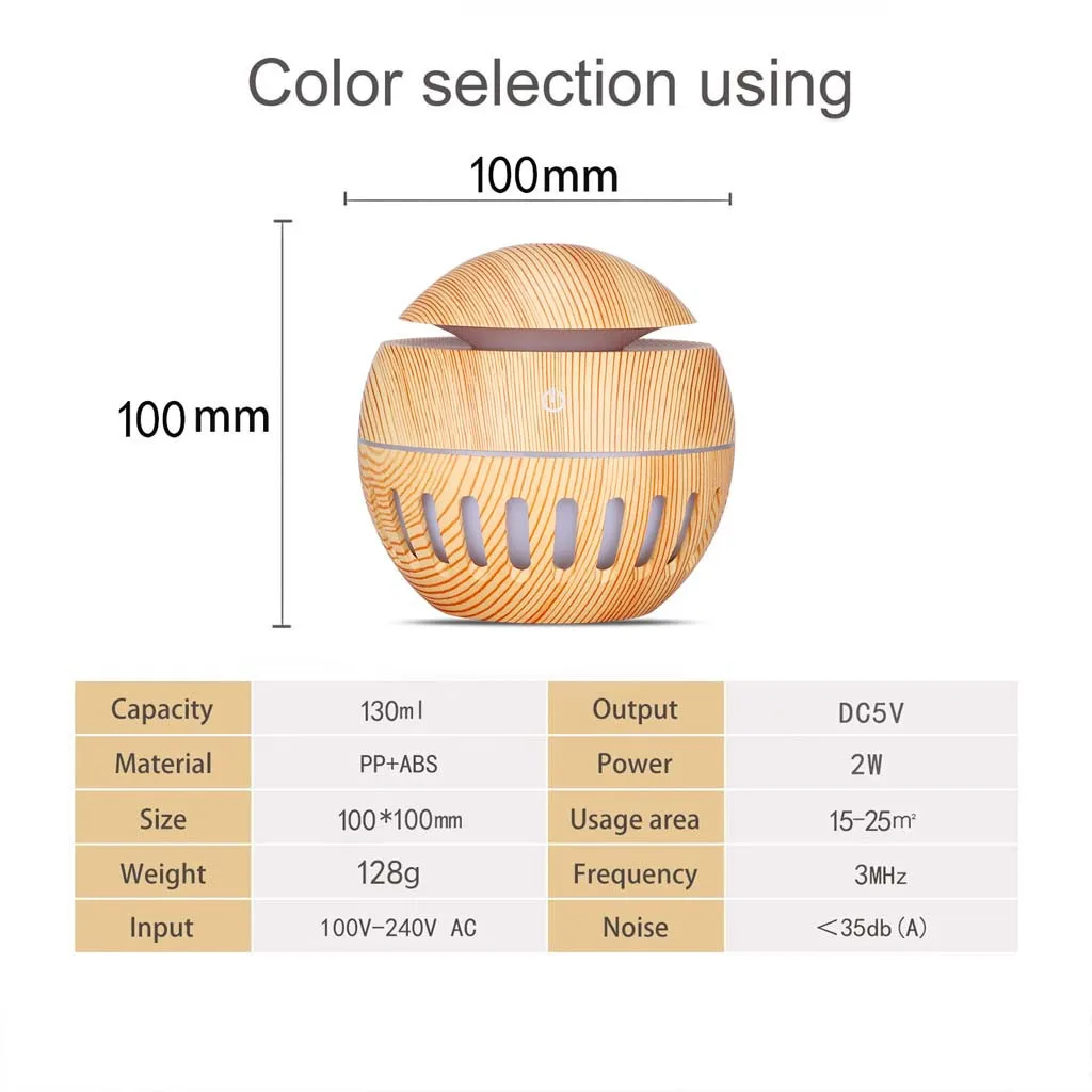 

2021 Neuer Humidifier Luftaromadiffusor USB Essential Oil Diffuser Air Purifier LED Buntes Licht Transformieren Aromabefeuchter