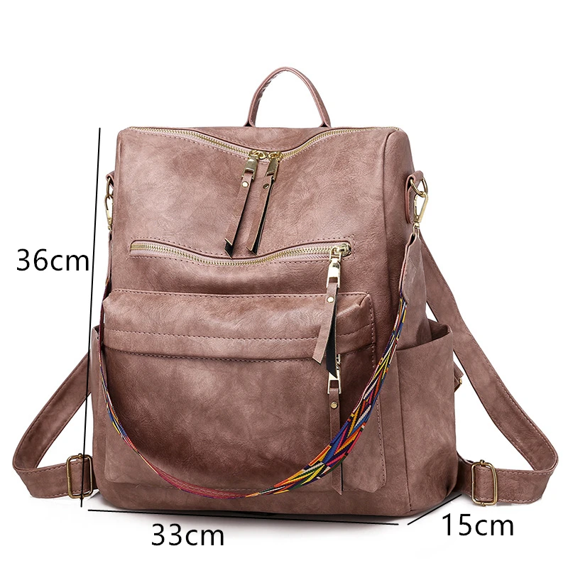 Рюкзак женский из искусственной кожи большой емкости коричневый | Багаж и сумки