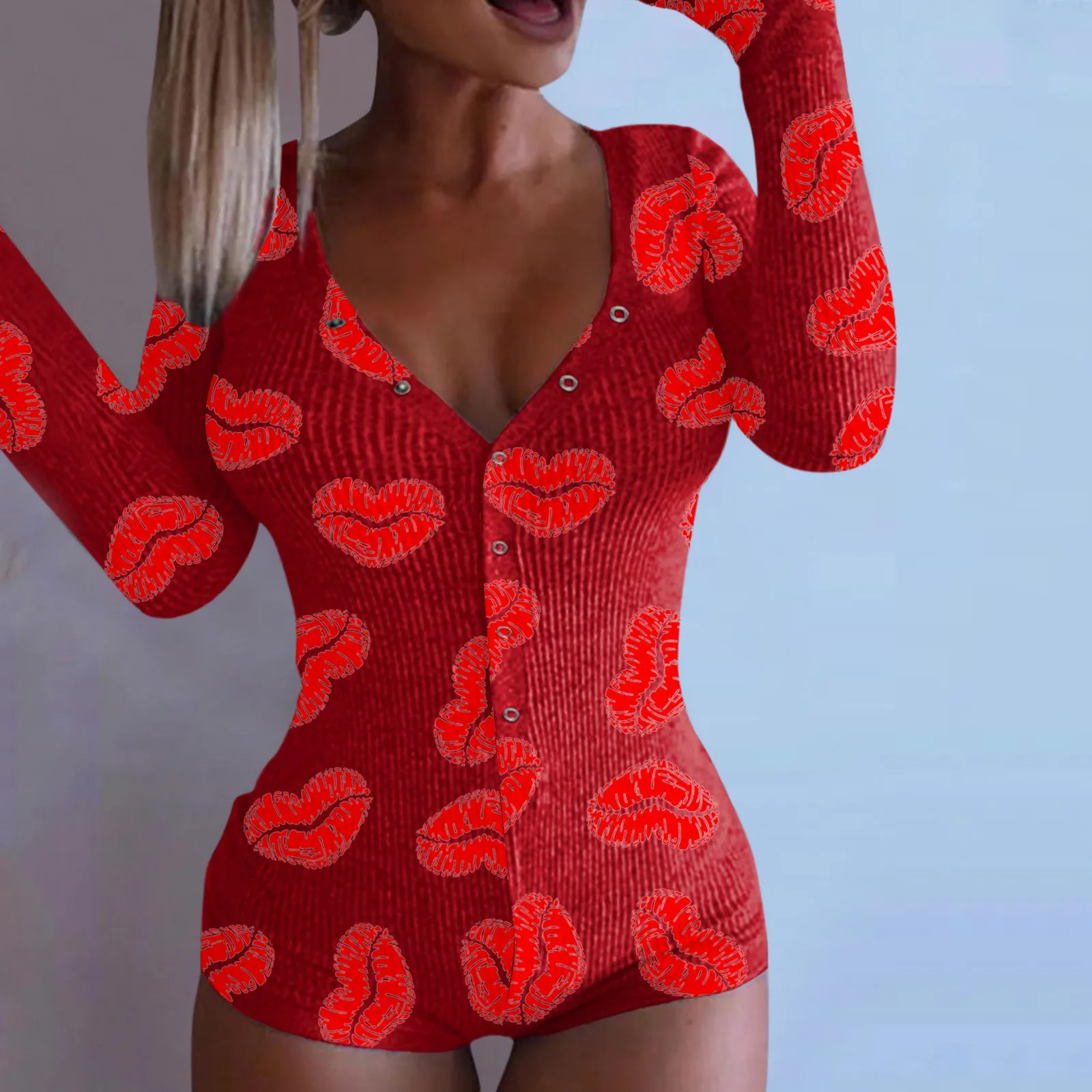 

Womail Jumpsuit bodysuit women sexy body lingerie bodysuit Print Long Sleeve Nightwear Jumpsuit Bodysuit Playsuit Romper mesh